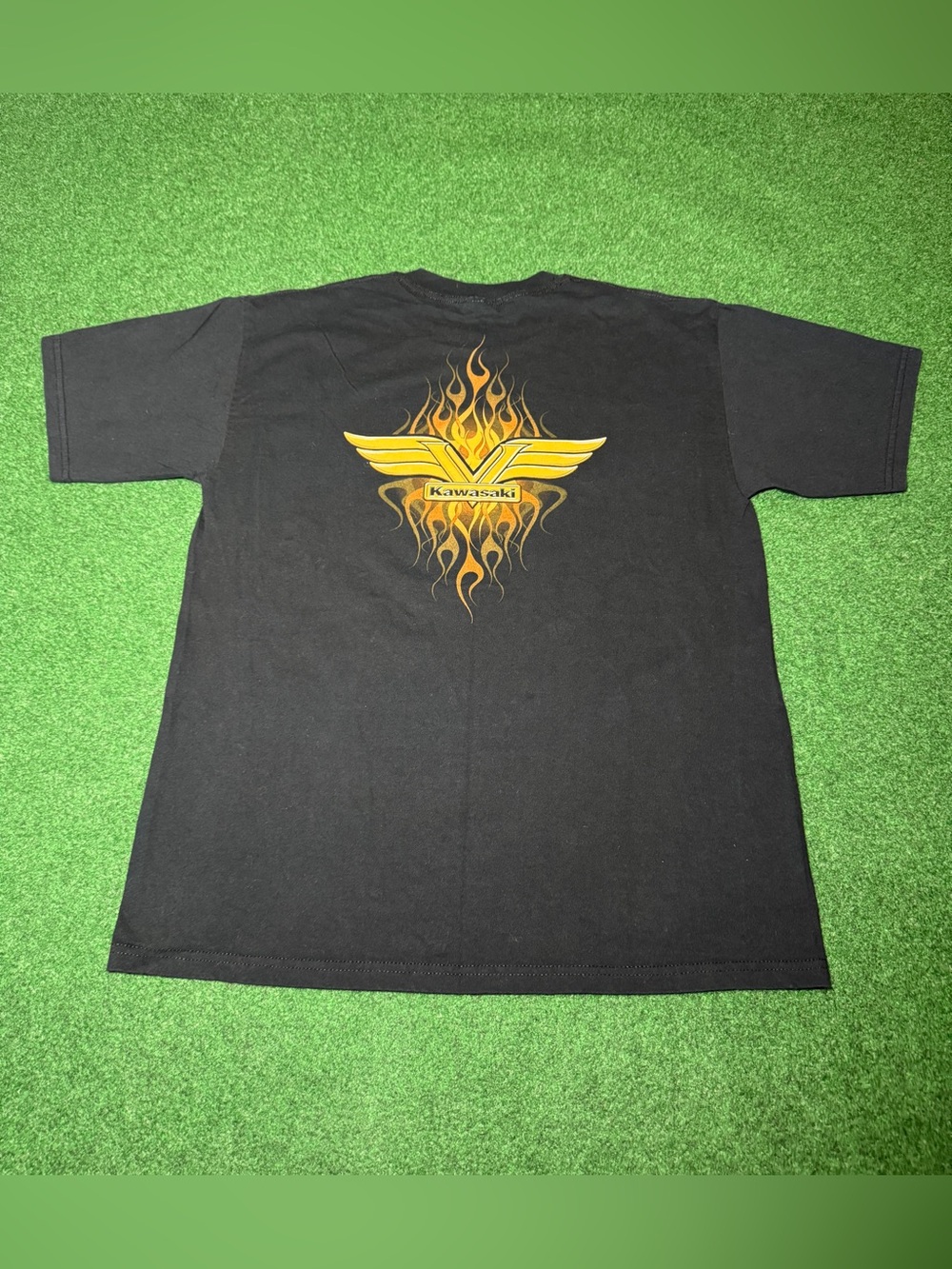 Kawasaki Vintage T Shirt Large Black Motorcycle Biker Black Shirt 90s Y2K